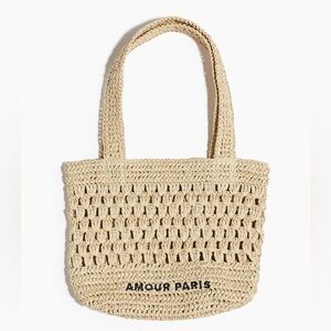 HM straw tote bag cream beige color NEW with tags